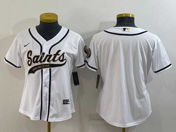 Youth New Orleans Saints Blank White With Patch Cool Base Stitched Baseball Jersey->youth nfl jersey->Youth Jersey